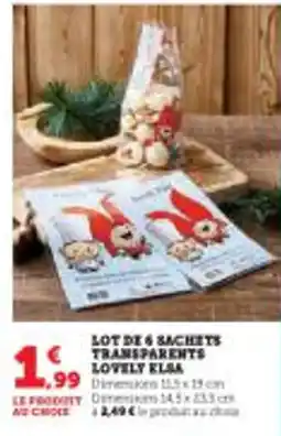 Super U Lot de 6 sachets transparents lovely elsa offre