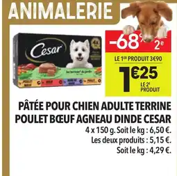 Supeco CESAR Pâtée pour chien adulte terrine poulet bœuf agneau dinde offre