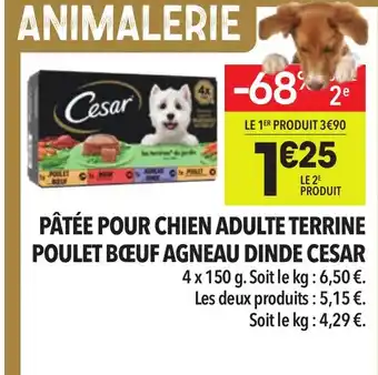 Supeco CESAR Pâtée pour chien adulte terrine poulet bœuf agneau dinde offre