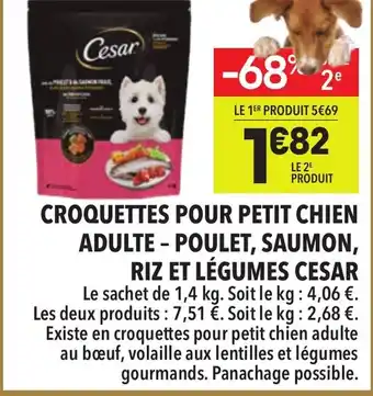 Supeco CESAR Croquettes pour petit chien adulte - poulet, saumon, riz et légumes offre
