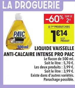 Supeco PAIC Liquide vaisselle anti-calcaire intense pro offre