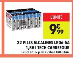 Supeco 32 piles alcalines lr06-aa 1,5v i-tech carrefour offre