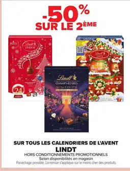 Carrefour LINDT Sur tous les calendriers de l'avent offre