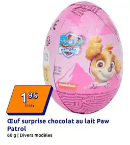 Action Œuf surprise chocolat au lait paw patrol offre
