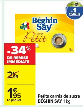 Carrefour BÉGHIN SAY Petits carrés de sucre offre