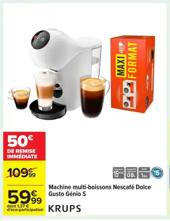 Carrefour KRUPS Machine multi-boissons Nescafé Dolce Gusto Génio S offre