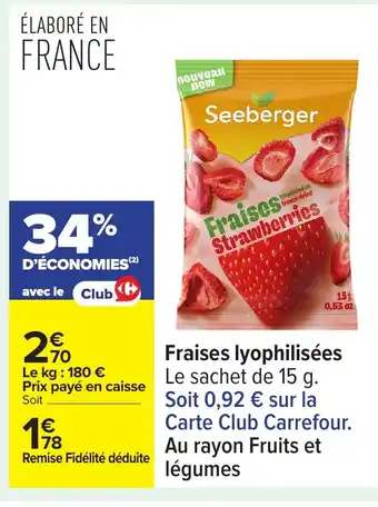 Carrefour Fraises lyophilisées offre