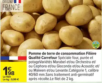 Carrefour Pomme de terre de consommation Filière Qualité Carrefour offre