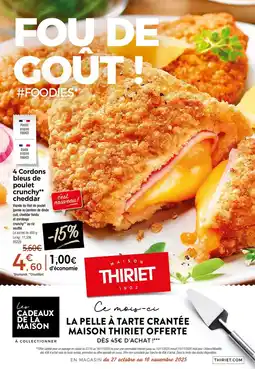 Thiriet 4 cordons bleus de poulet crunchy cheddar offre