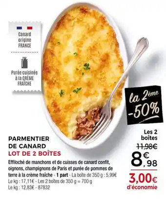 Thiriet Parmentier de canard lot de 2 boîtes offre