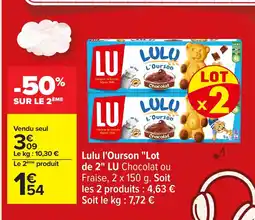 Carrefour LU Lulu l'Ourson Lot de 2 offre