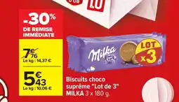 Carrefour MILKA Biscuits choco suprême Lot de 3 offre