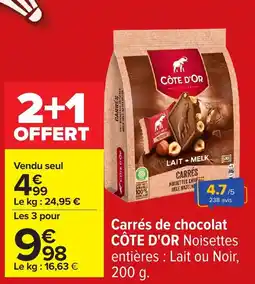 Carrefour CÔTE D'OR Carrés de chocolat offre