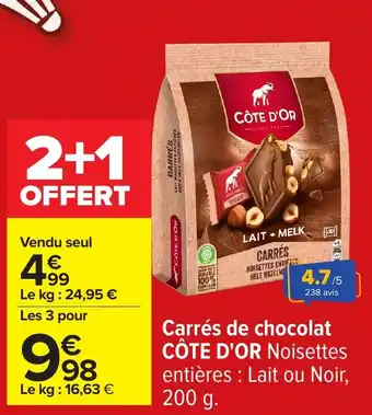 Carrefour CÔTE D'OR Carrés de chocolat offre