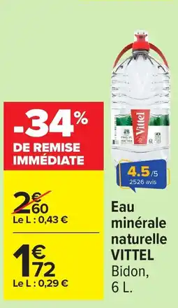 Carrefour VITTEL Eau minérale naturelle offre
