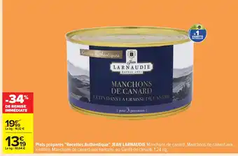 Carrefour JEAN LARNAUDIE Plats préparés Recettes Authentique offre