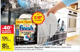 Carrefour FINISH Capsules Lave-vaisselle Mega Pack offre