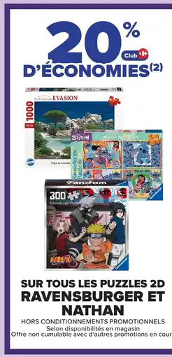 Carrefour Sur tous les puzzles 2d ravensburger et nathan offre