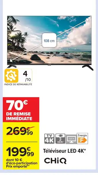 Carrefour CHIQ Téléviseur LED 4K offre
