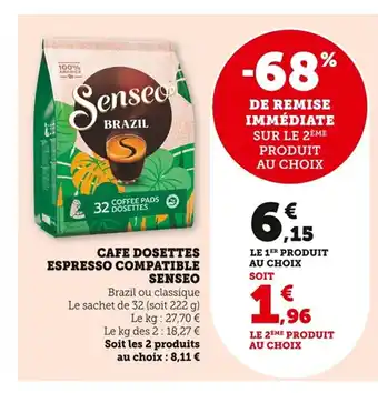 Bi1 SENSEO Cafe dosettes espresso compatible offre
