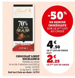 Bi1 LINDT EXCELLENCE Chocolat offre