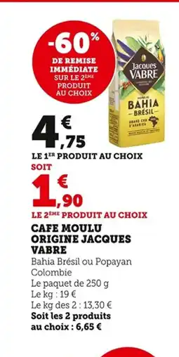 Bi1 JACQUES VABRE Cafe moulu origine offre