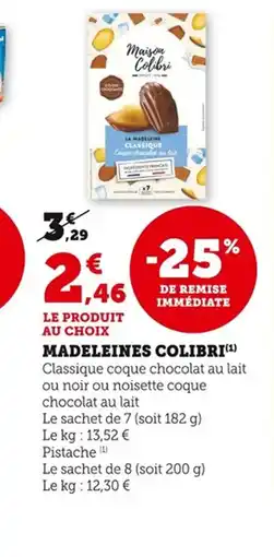 Bi1 COLIBRI Madeleines offre
