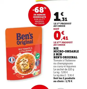 Bi1 BEN'S ORIGINAL Riz micro-ondable 2 min offre