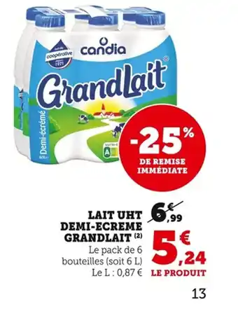 Bi1 GRANDLAIT Lait uht demi-ecreme offre