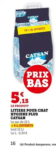 Bi1 CATSAN Litiere pour chat hygiene plus offre