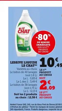 Bi1 LE CHAT Lessive liquide offre