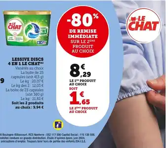Bi1 LE CHAT Lessive discs 4 en 1 offre