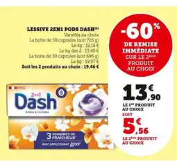 Bi1 DASH Lessive 2en1 pods offre