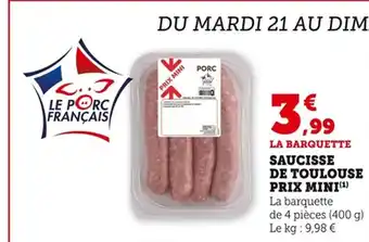 Bi1 Saucisse de toulouse prix mini offre