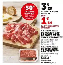 Bi1 Chiffonnade de jambon cru, de coppa ou de speck negroni offre