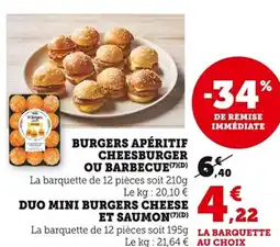 Bi1 Burgers apéritif cheesburger ou barbecue offre