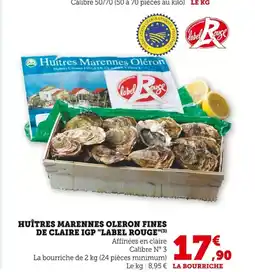 Bi1 Huîtres marennes oleron fines de claire igp label rouge offre