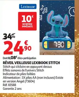 Auchan Supermarché STITCH Réveil veilleuse lexibook offre