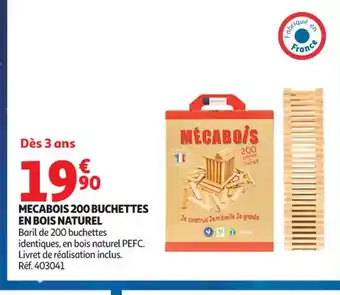Auchan Supermarché Mecabois 200 buchettes en bois naturel offre