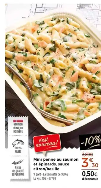 Thiriet Mini penne au saumon et épinards, sauce citron/basilic offre