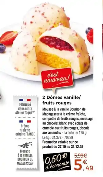 Thiriet 2 dômes vanille, fruits rouges offre