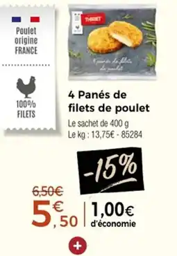 Thiriet 4 panés de filets de poulet offre