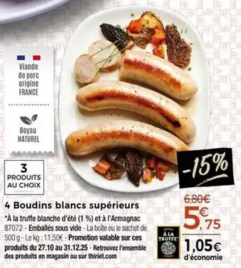 Thiriet 4 boudins blancs supérieurs offre