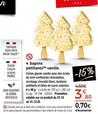 Thiriet 4 sapins pétillants vanille offre