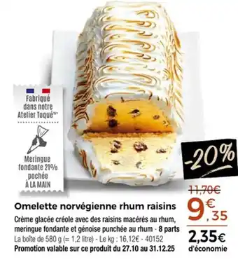 Thiriet Omelette norvégienne rhum raisins offre