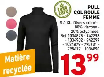Trafic Pull col roule femme offre
