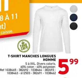 Trafic T-shirt manches longues homme offre