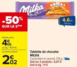 Carrefour Market Tablette de chocolat milka offre