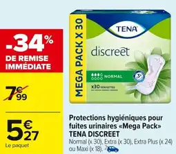 Carrefour Market Protections hygiéniques pour fuites urinaires mega pack tena discreet offre
