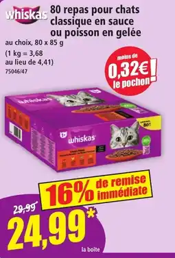 Norma 80 repas pour chats classique en sauce ou poisson en gelée offre